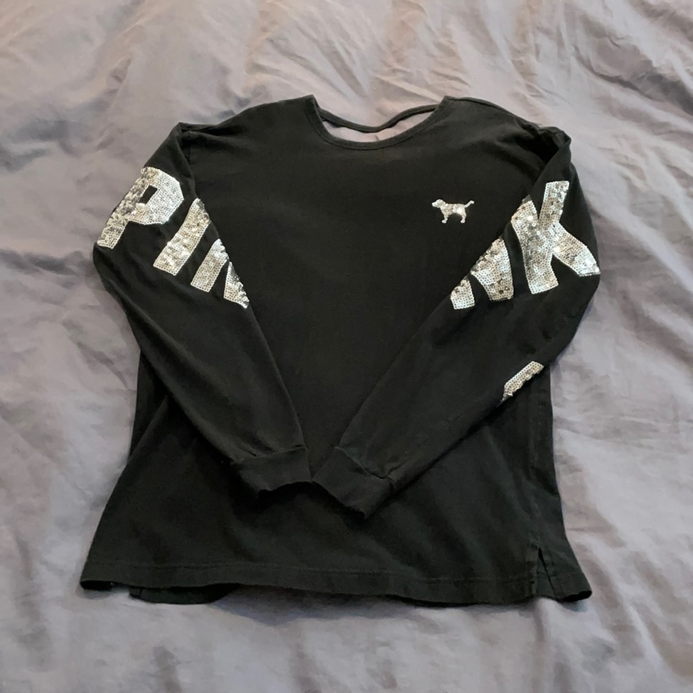 VS PINK open back long sleeve shirt with sequins